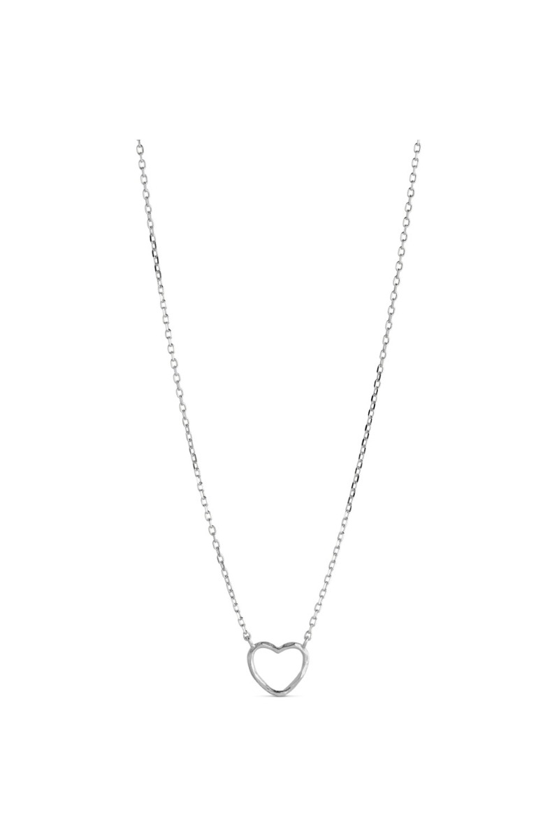 â¤ï¸ Enamel - Halskæde - Necklace Organic Heart - Silver